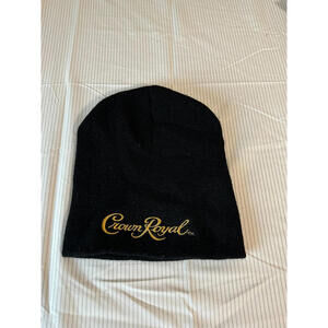 Crown Royal Beanie Black Knit Cuffed Hat Embroidered Logo